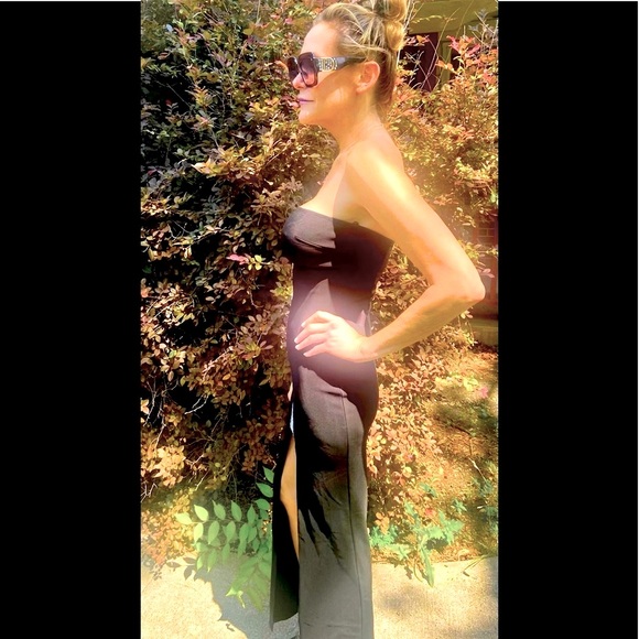 NWT $180 Bebe long strapless front slit dress - Picture 2 of 6